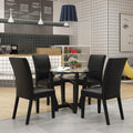 48" Glass Dining Table Set with 4 PU Leather Chairs D168292