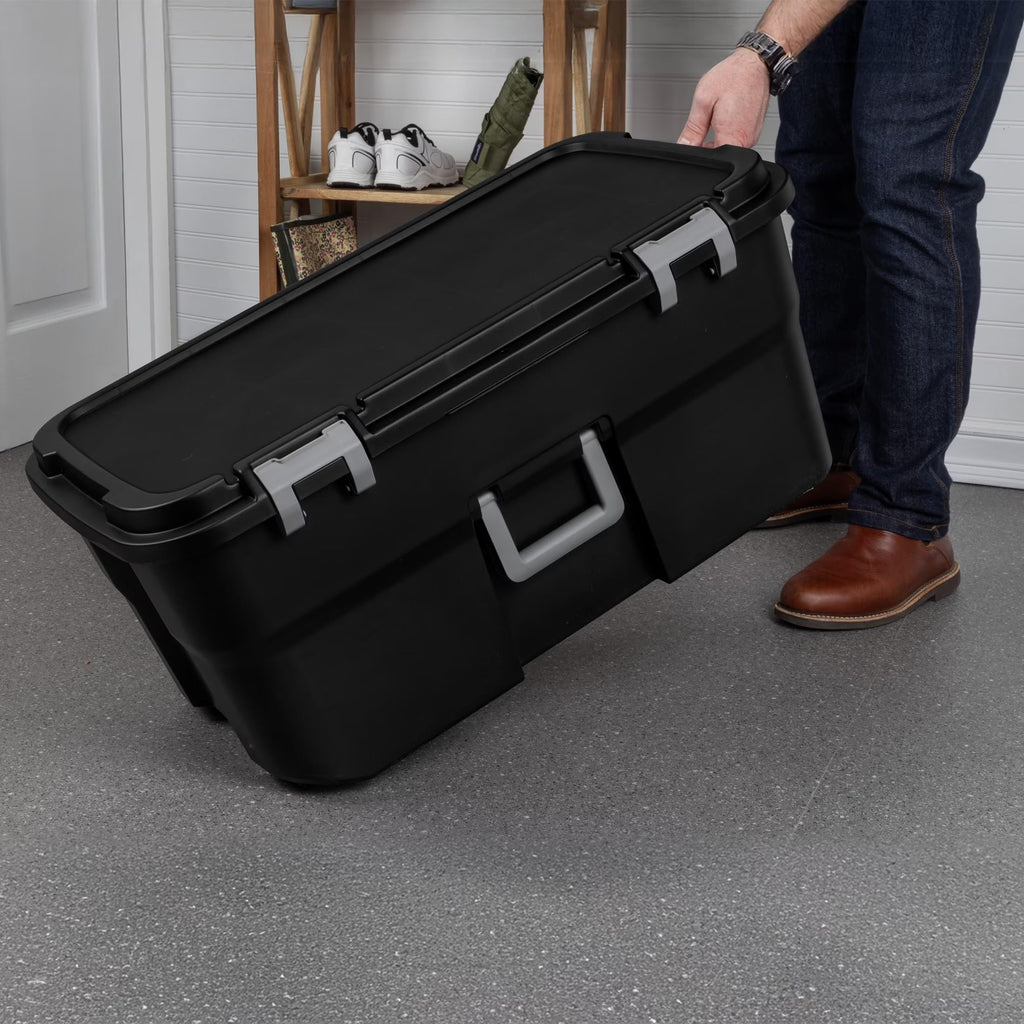 Black 22 Gal Lockable Storage Chest with Wheels J146