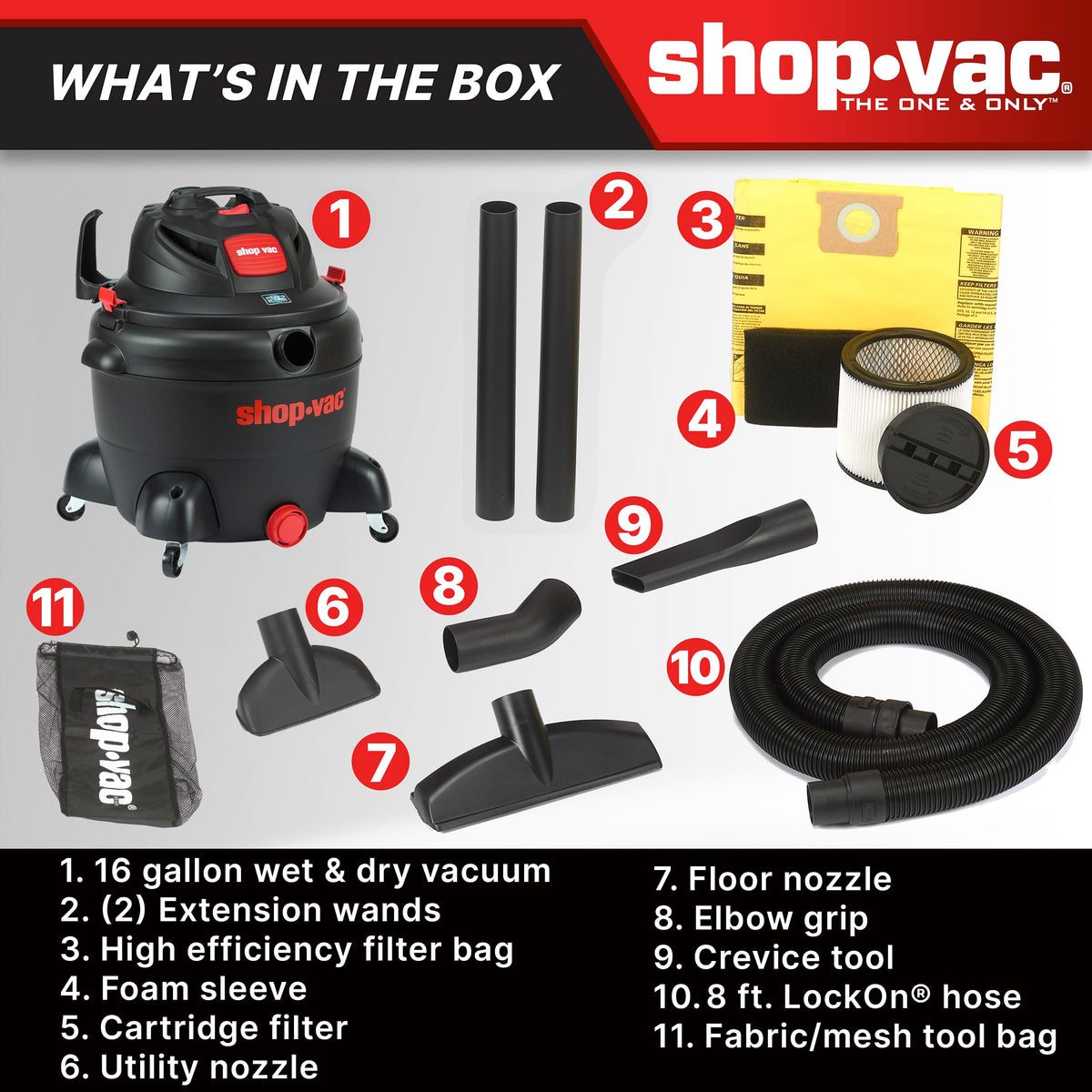 16 Gallon 6.5 Peak HP Wet/Dry Vac with Blower I299