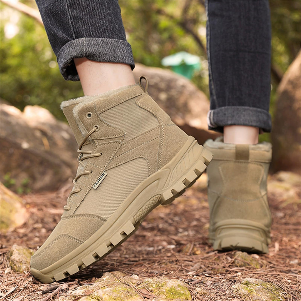 Mid Top Fur Lined Suede Leather Waterproof Military Tactical Boots J91838