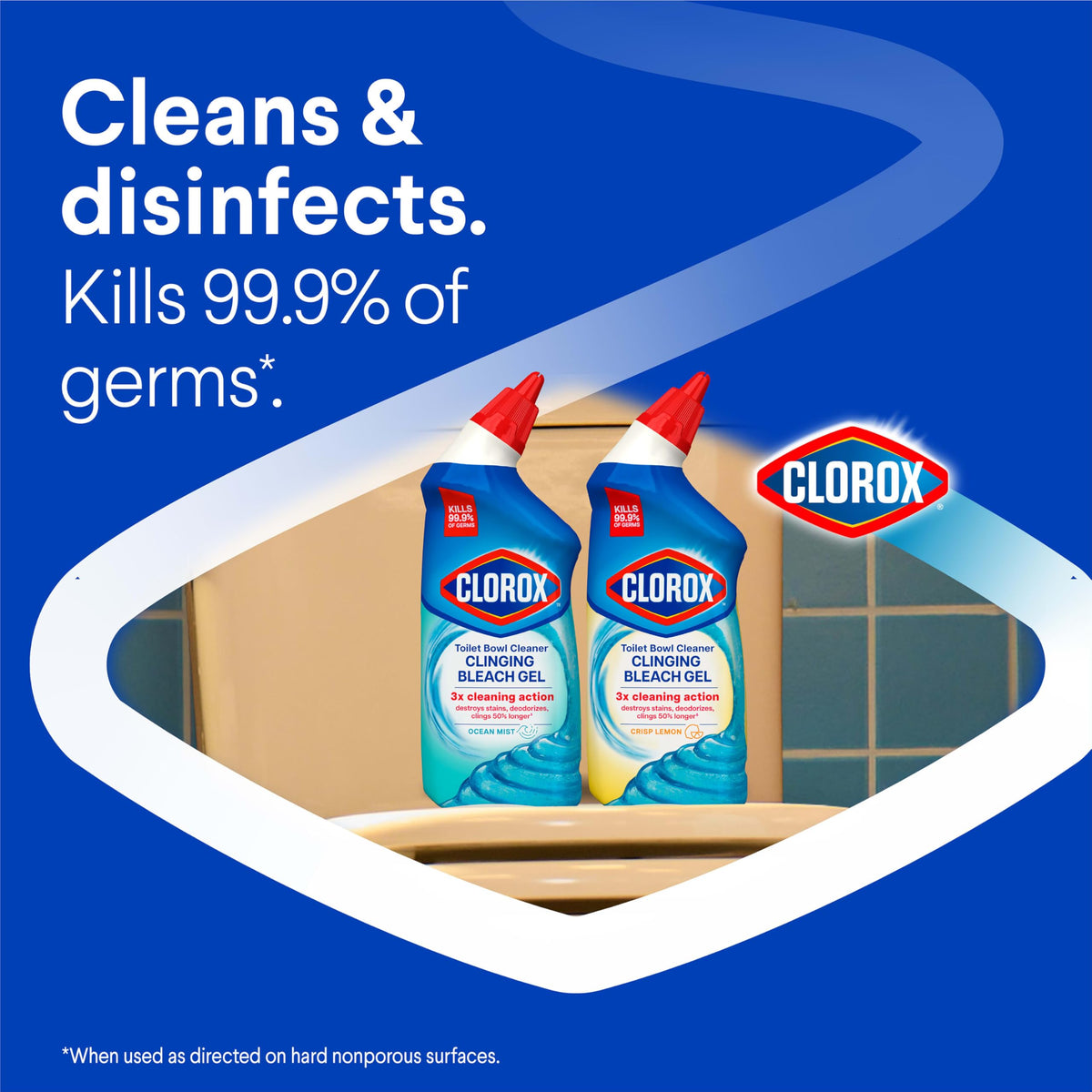 Toilet Bowl Cleaner Clinging Bleach Gel, Ocean Mist, 24 Fl Oz, Pack of 2 K11897