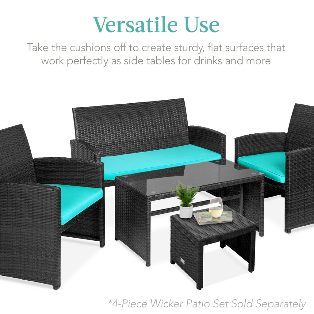 Set of 2 Wicker Ottomans with Removable Cushions A41777