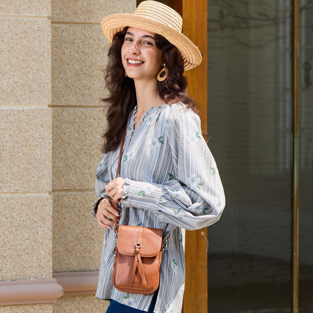 Small Genuine Leather Crossbody Bag N6097