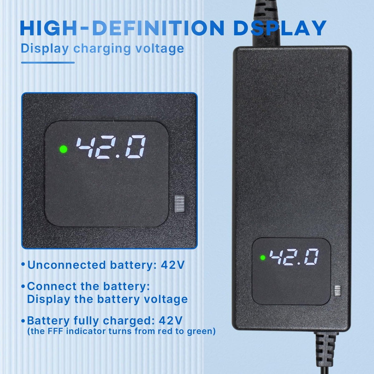 42V 3A Lithium Battery Charger with Display and Built-in Fan Z329