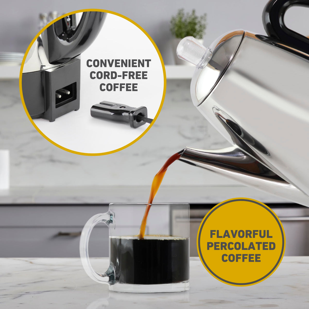 12-Cup Stainless Steel Electric Percolator Coffee Maker I108