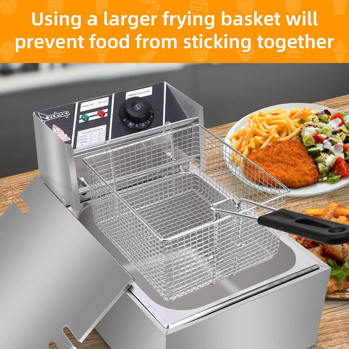 Electric Fryer Basket with Rubber Handle Grip, 2 Pcs R2960