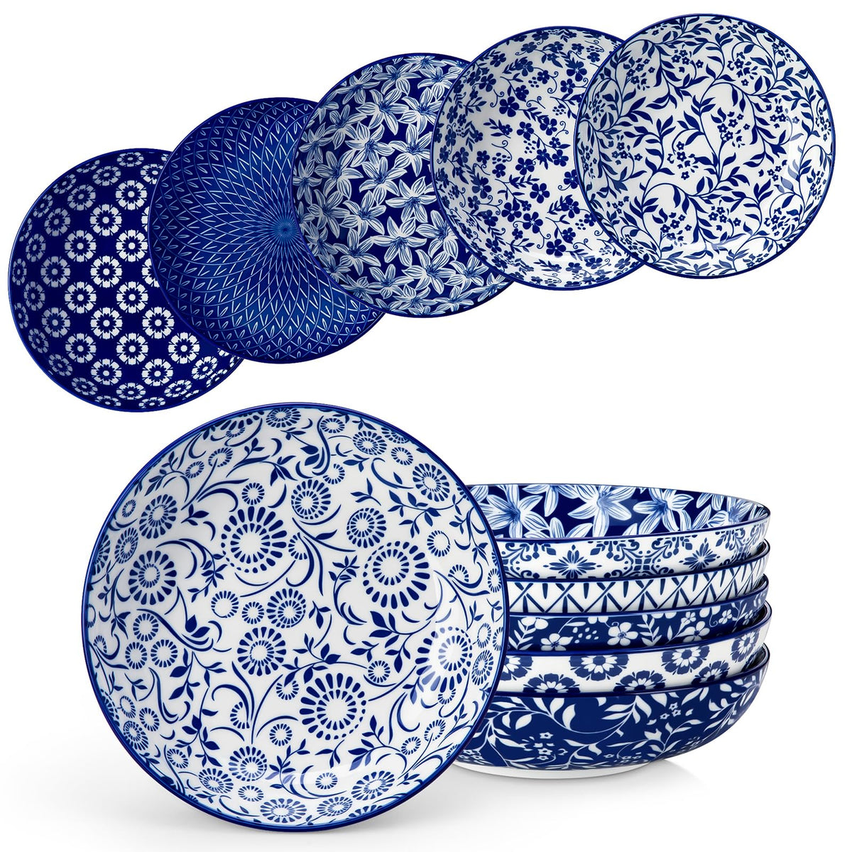 12-Piece Porcelain Pasta Bowls and Espresso Cups Set X5684