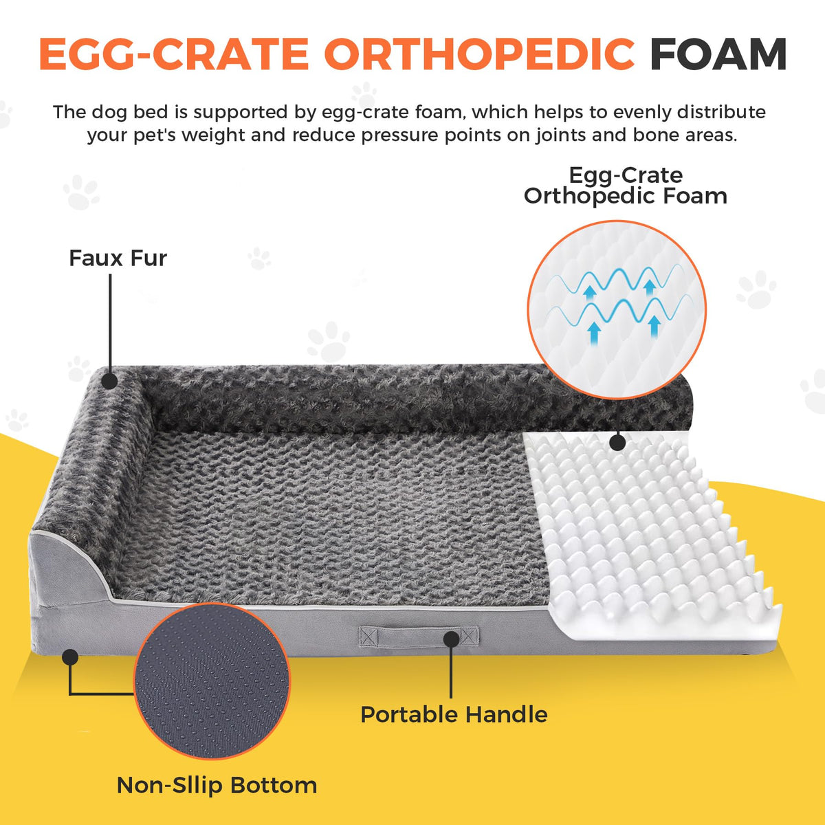 XL Orthopedic Dog Bed Grey A266