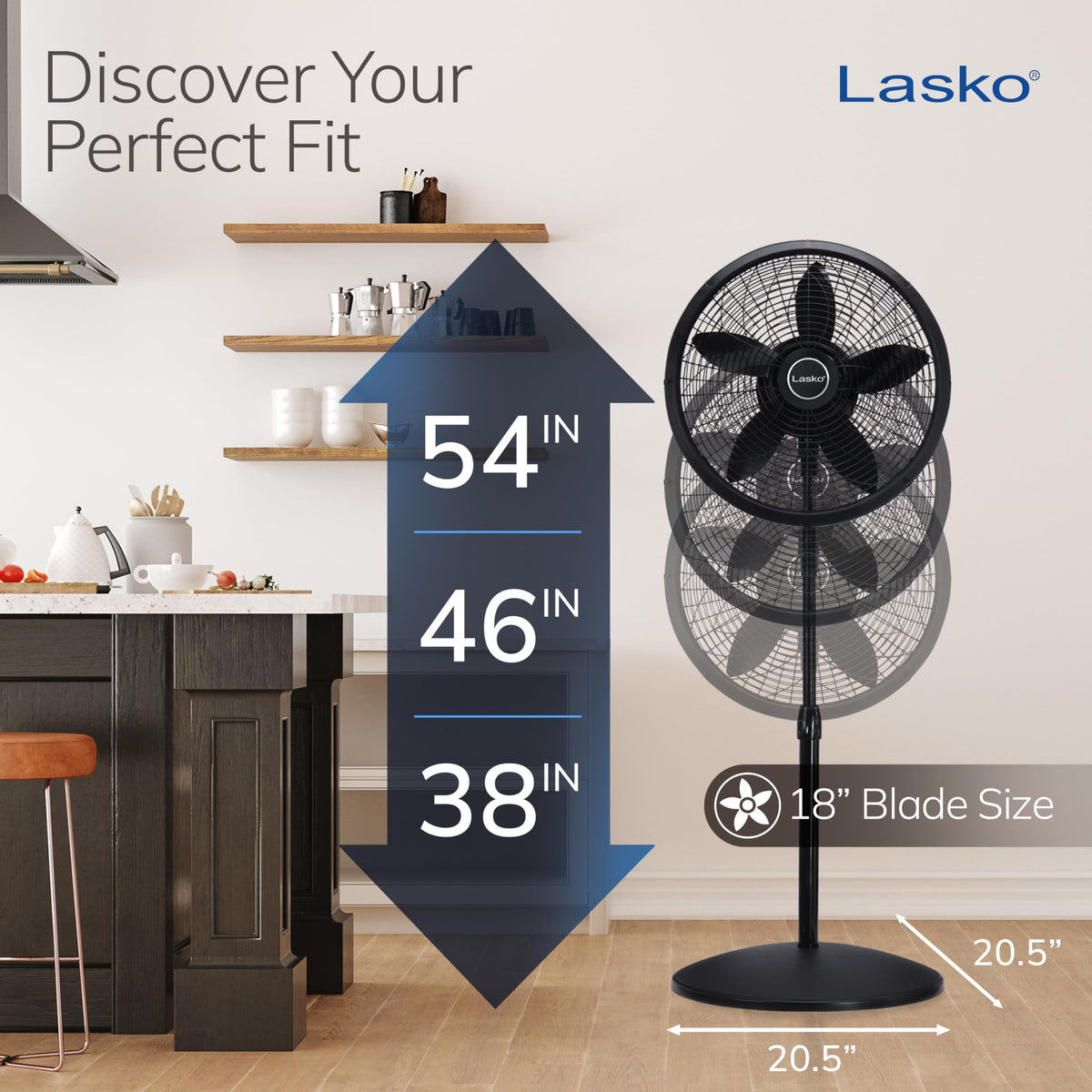 Adjustable Pedestal Fan 18” Black Y52504