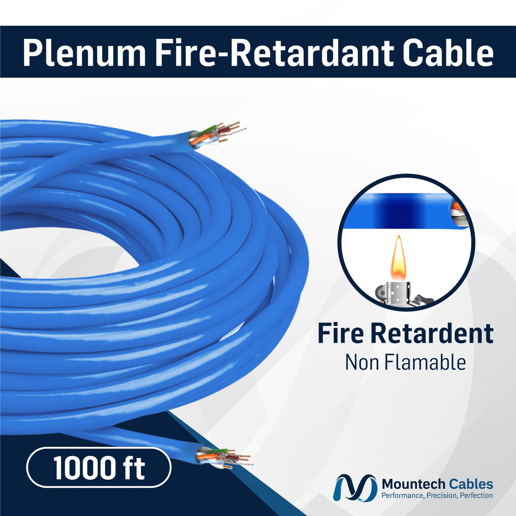 Cat6 Plenum 1000ft Pure Copper Ethernet Cable Blue Z6579