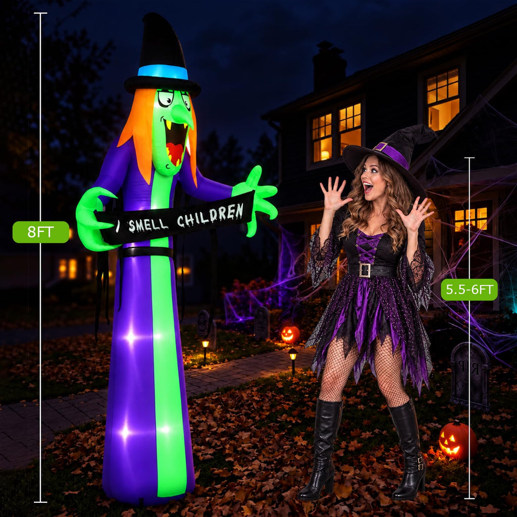 8FT LED Inflatable Witch Yard Decor X171