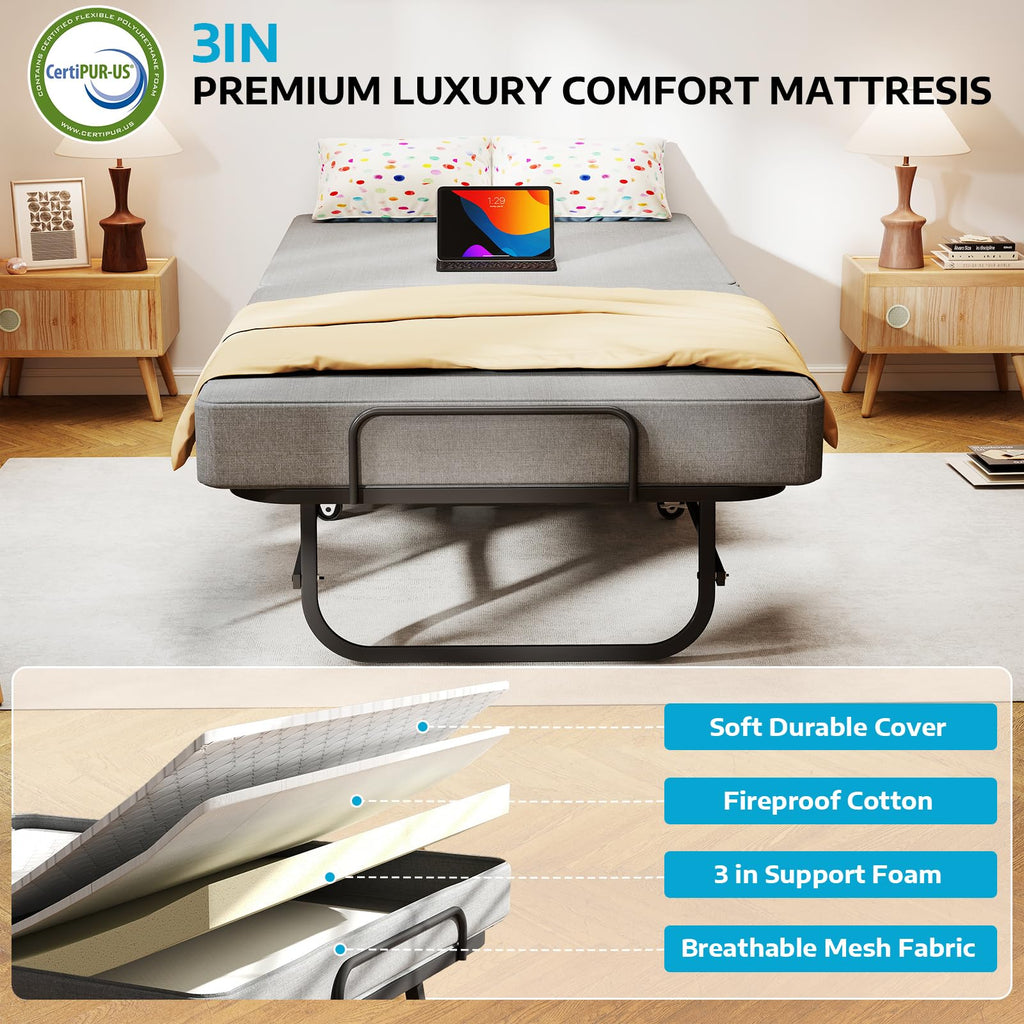 Folding Bed Portable Roll Away Bed 75" x 31" P376