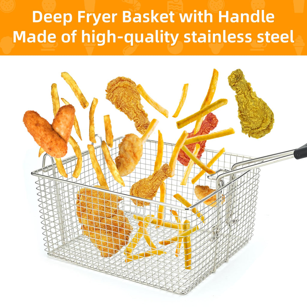 Electric Fryer Basket with Rubber Handle Grip, 2 Pcs R2960