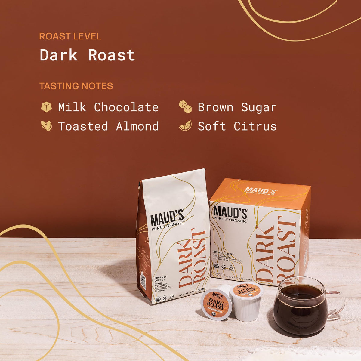 Organic Low Acid Dark Roast Coffee Pods 16ct R395