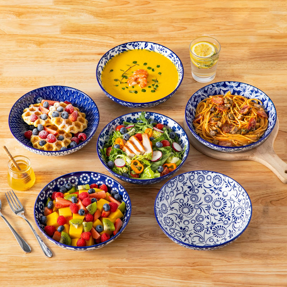 12-Piece Porcelain Pasta Bowls and Espresso Cups Set X5684
