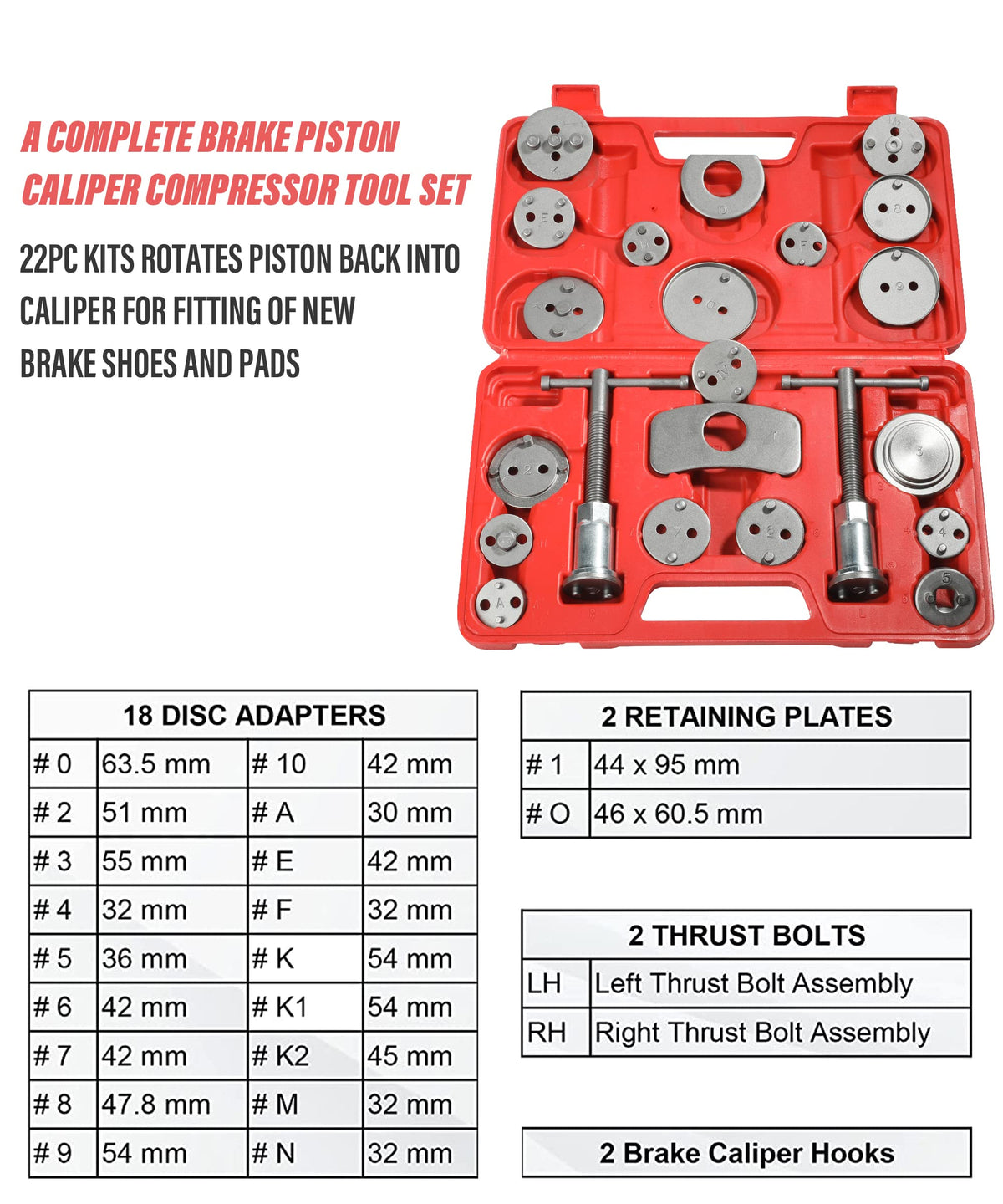 24 Pieces Brake Caliper Tool and Piston Compression Set R61453