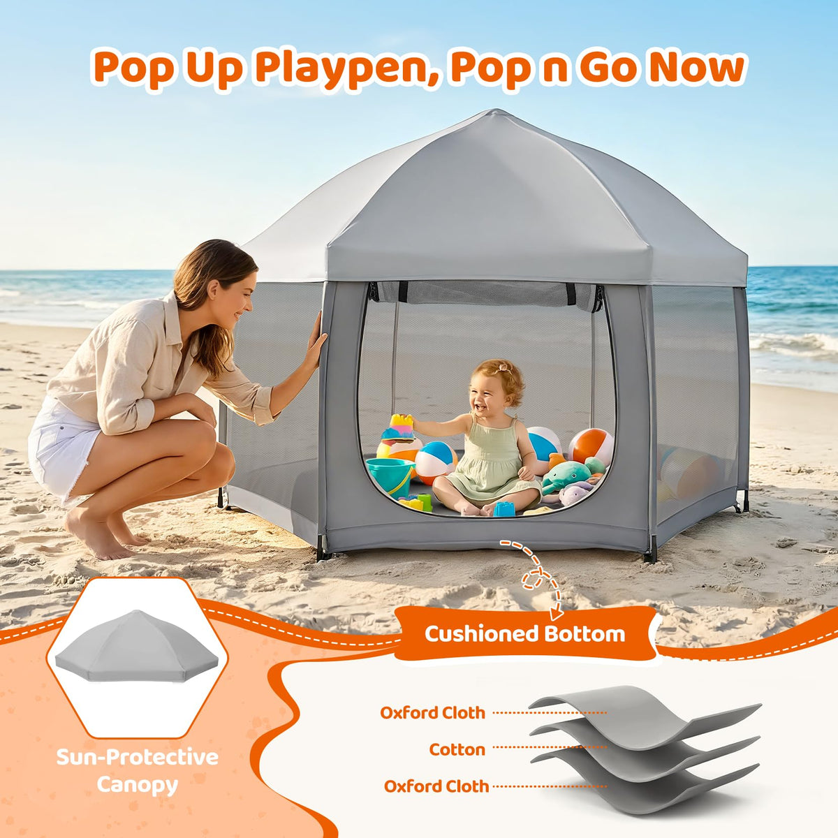 Portable Pop Up Playpen with Canopy O358