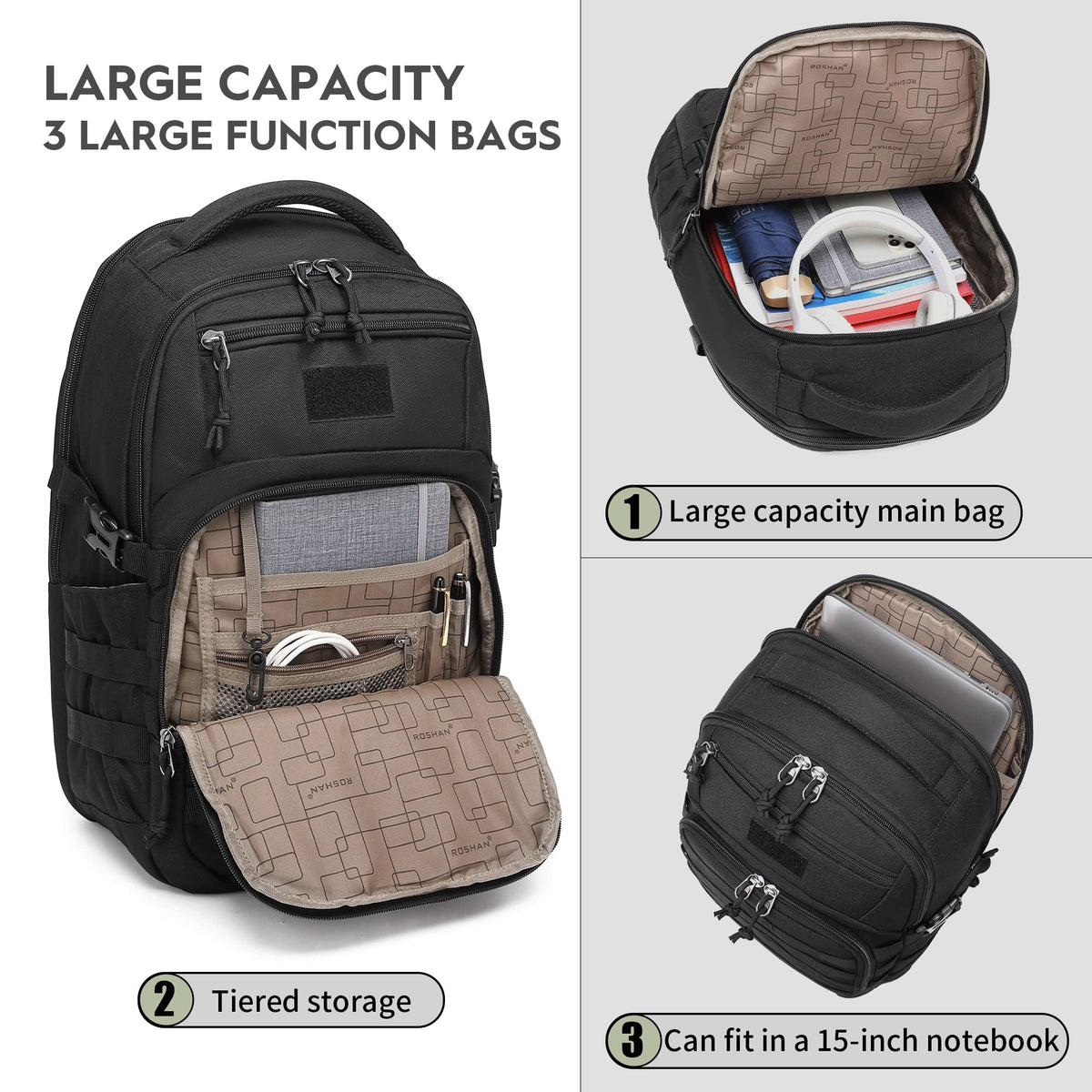 Black Small Tactical Backpack V481463