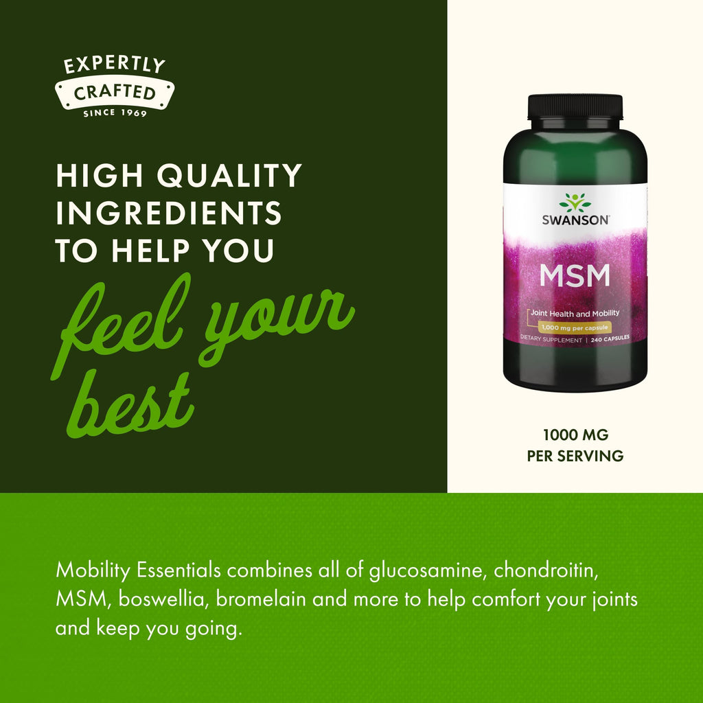 MSM Joint Health Supplement, 1000 mg, 240 Capsules I58017