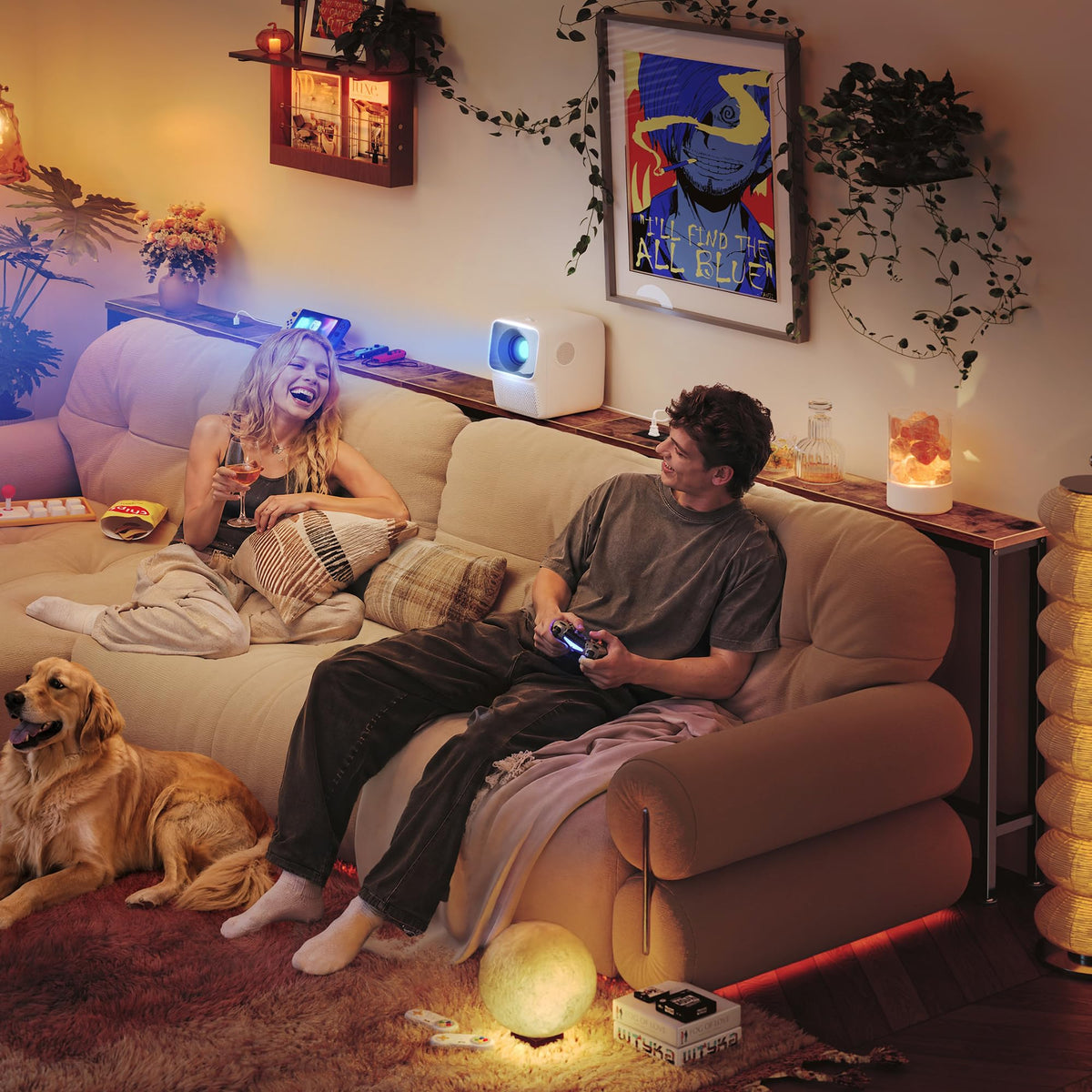 110.2 Inch Narrow Sofa Table with Power Outlets and USB-C Ports C633