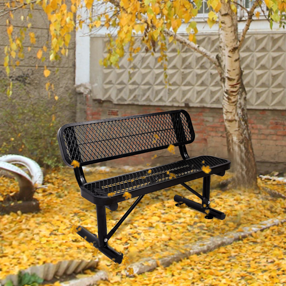 Metal Park Bench with Backrest N53082
