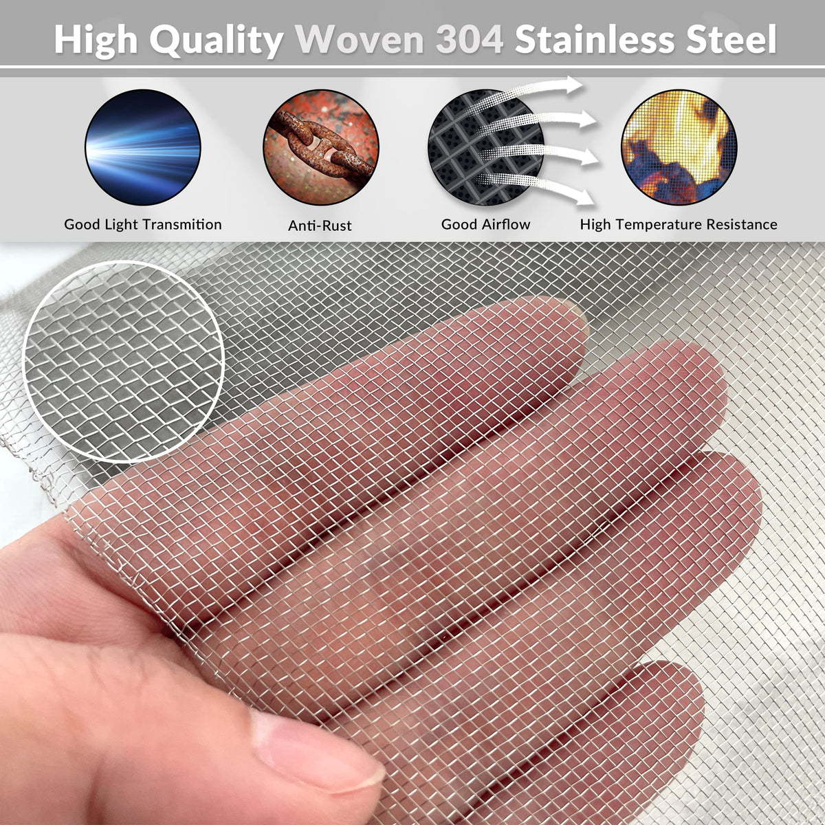 Stainless-Steel Wire Mesh Screen 50"x120" 30 Mesh X97600