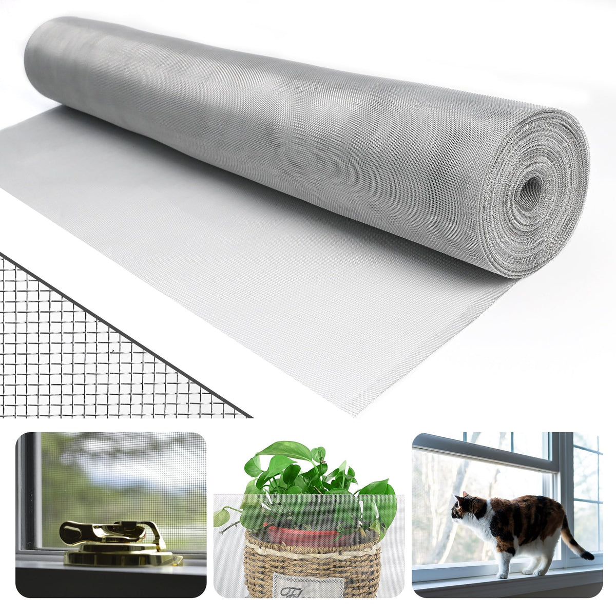Aluminum Window Screen Mesh Roll 48 in x 100 ft 18x16 Mesh V413044