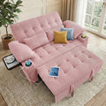 Pink Corduroy Full Size Sleeper Sofa Bed Z5340