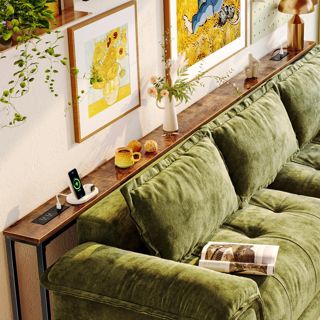 110.2 Inch Narrow Sofa Table with Power Outlets and USB-C Ports C633