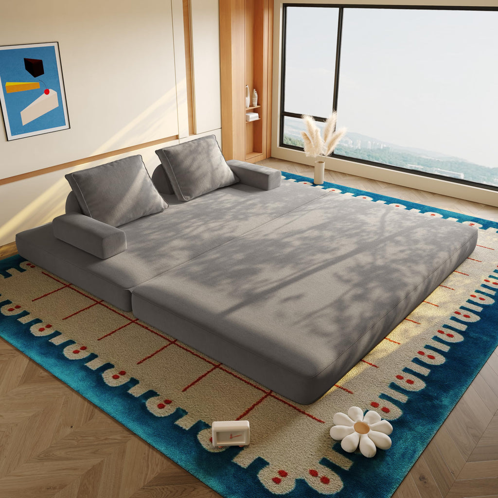 Light Gray Convertible Sofa Bed E7474