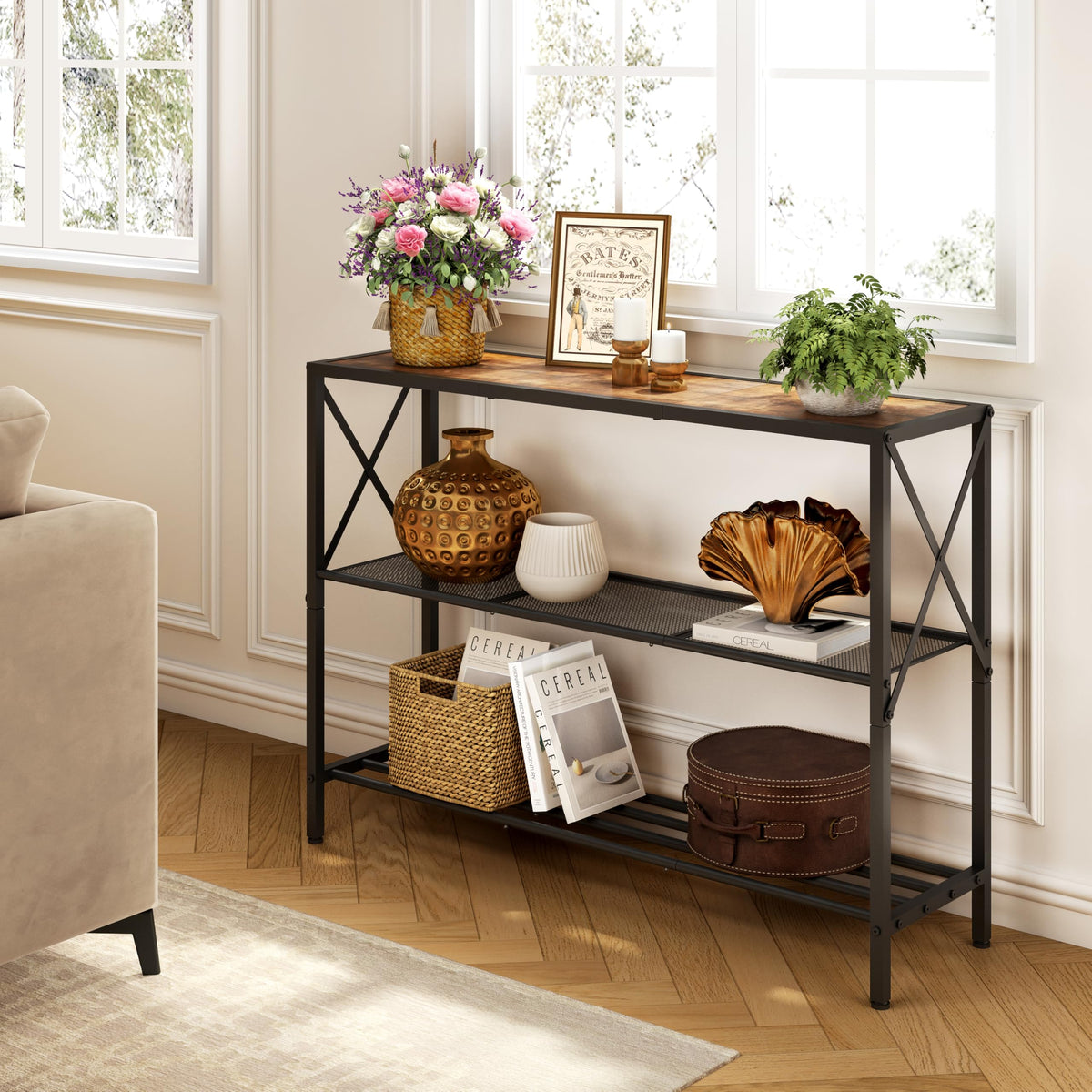3 Tier Narrow Console Table with Shelves R7618